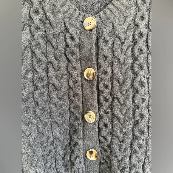 Maeve Anthropologie Cable Knit Cardigan Sweater, Charcoal Gray - Picture 4 of 6